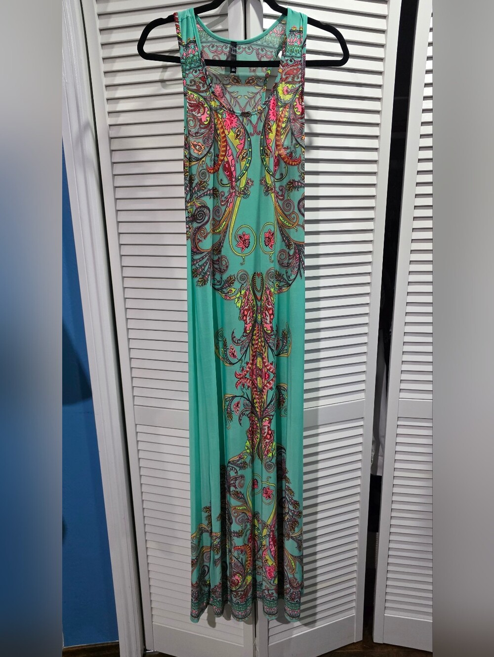 Society Teal Maxi Dress with Pink and Yellow Paisley Print